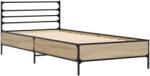 vidaXL sonoma tölgyszínű szerelt fa és fém ágykeret 75 x 190 cm (845623) (845623)