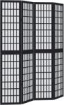 vidaXL 4 paneles fekete tömör császárfa térelválasztó (358771) (358771)