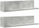 vidaXL 2 db betonszürke szerelt fa fali polc 75 x 16, 5 x 16, 5 cm (860034) (860034)