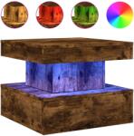 vidaXL füstös tölgyszínű dohányzóasztal LED-lámpákkal 50 x 50 x 40 cm (839844) (839844)