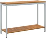 vidaXL Kültéri Asztal Természetes és Szürke 35x110x75 cm Tömör Fa és Acél (4010609) (4010609)
