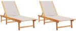 vidaXL 2 db szürke tömör akácfa és textilén napozóágy (3279249) (3279249)