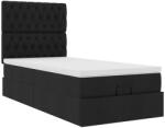 vidaXL Ottomán ágykeret matraccal fekete 90x190cm szövet (3313204) (3313204)