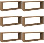 vidaXL 6 db kézműves tölgy színű szerelt fa fali kockapolc 60x15x23 cm (856591) (856591)