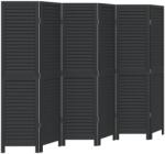 vidaXL 6 paneles fekete tömör császárfa térelválasztó (358857) (358857)