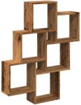 vidaXL antik fa színű szerelt fa fali kockapolc 78 x 15 x 93 cm (856594) (856594)