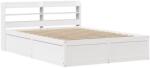 vidaXL fehér tömör fenyőfa ágykeret fejtámlával 140 x 200 cm (3307084) (3307084)