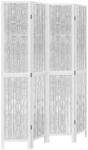 vidaXL 4 paneles fehér tömör császárfa térelválasztó (358675) (358675)