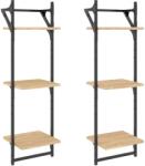 vidaXL 2 db 3 szintes sonoma-tölgyszínű falipolc rúddal 30x25x100 cm (836259) (836259)