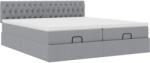 vidaXL Ottomán ágykeret matracokkal Világosszürke 200x200cm szövet (3312022) (3312022)