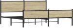 vidaXL sonoma tölgy színű fém ágykeret matrac nélkül 193 x 203 cm (3301403) (3301403)