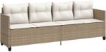 vidaXL bézs polyrattan napozóágy párnával (368330) (368330)