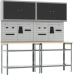 vidaXL 8 részes munkapad szett szürke acélból (3321500) (3321500)