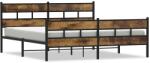 vidaXL füstös tölgy színű fém ágykeret matrac nélkül 193 x 203 cm (3308468) (3308468)