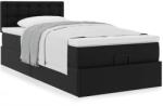 vidaXL Ottomán ágykeret matraccal Fekete 90x200cm műbőrrel (3311283) (3311283)