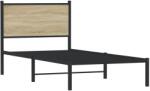 vidaXL sonoma tölgy színű fém ágykeret fejtámlával 80 x 200 cm (4007707) (4007707)