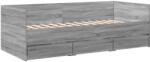 vidaXL szürke sonoma színű szerelt fa kanapéágy fiókokkal 75 x 190 cm (3280837) (3280837)