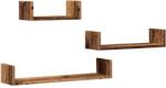 vidaXL 3 db antik fa színű szerelt fa fali polc (855792) (855792)