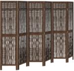 vidaXL 6 paneles sötétbarna tömör császárfa térelválasztó (358665) (358665)