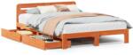 vidaXL viaszbarna tömör fenyőfa ágy matrac nélkül 140 x 190 cm (3309874) (3309874)