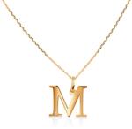 SAVICKI Colier litera M din aur 585 cu diamant 0.04ct 45 cm