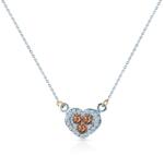 SAVICKI Colier inimă din aur alb 585 cu diamante albe 0.25 ct 42 cm