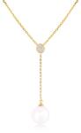 SAVICKI Colier bilă din aur cu perle 0.03 ct 42 cm