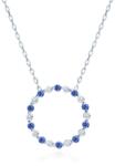 SAVICKI Colier cerc din aur alb 585 cu safire albe și albastre 0.15 ct 44 cm