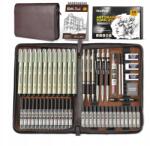  Művészeti rajzeszköz készlet bőr tokban 58 db-os (ZESTAW OŁÓWKÓW PROFESJONALNY 58 SZTUK ARTYSTA)