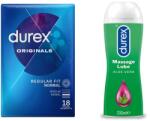 Durex Pachet Durex Prezervative Originals 18 bucati + lubrifiant gel masaj 200 ml