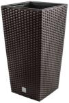 Prosperplast Ghiveci de flori patrat, RATO square, 32.5 x 32.5 cm, H 61 cm, 21/49 L, imitatie ratan, maro, Prosperplast (DRTS325-440U)