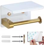 BNTrade Wc-papír Tartó Fém Akasztó Polccal Wc Fehér-arany Loft (BNT_UCHWYT NA PAPIER BIAŁO ZŁOTY)