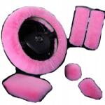  Kormányvédő huzat gomb és kézi Rózsaszín Puha Szőrme rátét