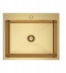 Melanstar Arany színű acél mosogató 60x50 cm, egy medencés, Pvd bevonattal arany szifon (HD6050G)