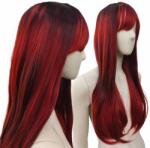  Bordó paróka Piros Fekete egyenes frufru ombre melír Halloween (PK172)