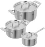 KUHN RIKON Culinary Fiveply 3 részes rozsdamentes acél edénykészlet, 2 fazék fedővel 6.4/3.4 liter, lábas fedővel 1.7 liter, 3 fedővel, Five-ply 5 rétegű technológia, ideális levesekhez/tészt