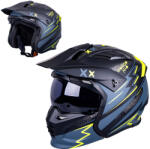 W-Tec Moduláris bukósisak W-TEC Badalone Graphic, levehető sild, aerodinamikus forma, vonzó grafika, napellenző matt fekete-sárga S (55-56) (29895-S-1)