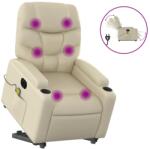 vidaXL elektromos krémszínű műbőr felállást segítő masszázsfotel (3204680) (3204680)