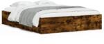 vidaXL füstös tölgy színű szerelt fa ágykeret fiókokkal 140x200 cm (3207277) (3207277)