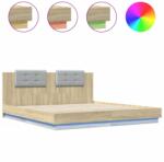 vidaXL sonoma tölgy színű ágykeret fejtámlával és LED-ekkel 180x200 cm (3209991) (3209991)