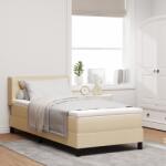 vidaXL Boxspring ágy matraccal Krém 100 x 200 cm Szövet és Mérnöki Fa (3341032) (3341032)