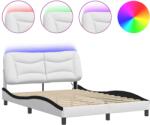 vidaXL fehér és fekete műbőr ágykeret LED-világítással 120 x 200 cm (3213926) (3213926)