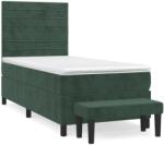 vidaXL sötétzöld bársony rugós ágy matraccal 90 x 200 cm (3137884) (3137884)