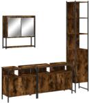 vidaXL 4 részes füstös tölgyszínű szerelt fa fürdőszobai bútorszett (3214687) (3214687)