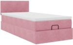 vidaXL Ottomán ágykeret matraccal rózsaszín 90x200cm bársony (3311680) (3311680)