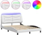 vidaXL fehér műbőr ágykeret LED-világítással 140 x 190 cm (3213928) (3213928)