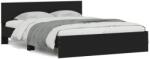 vidaXL fekete ágykeret fejtámlával 140 x 200 cm (3207484) (3207484)