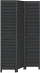 vidaXL 3 paneles fekete tömör császárfa térelválasztó (358846) (358846)