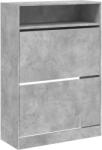 vidaXL betonszürke cipőszekrény 2 kihajtható fiókkal 80 x 34 x 116 cm (3214409) (3214409)