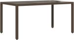 vidaXL barna polyrattan üveglapos kerti asztal 150 x 90 x 75 cm (365534) (365534)